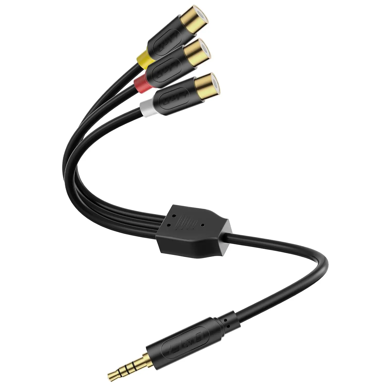 3  to 3.5 mm AV Input Adapter, 7.8 inch  Length, Compatible with VHS/VCD/DVD Players, Ideal for Connecting to  TVs, for Clear Stereo Audio and Video Transmission