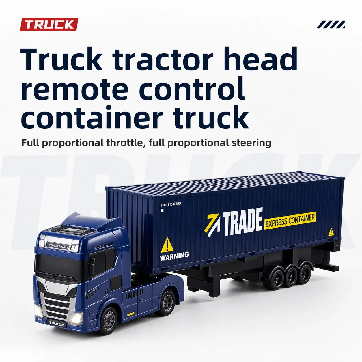 1/64 RC Semi Truck Gift Box Set, Detachable Container & Flatbed Interchangeable Trailers,Remote Control with LED Lights & Music, Rechargeable Mini Desktop Transport Truck, Includes 2 Pull-Back Cars & Traffic Cones,Collectible Model Toy Christmas gift