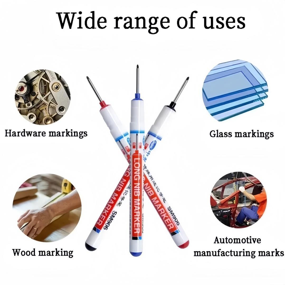 Long Marker Pen, 10 Pcs/Set Waterproof Ink Drawing Markers, Multipurpose Deep Hole Marker Pen for Metal, Ceramic, Glass, Leather and Film, Convenient Quantity