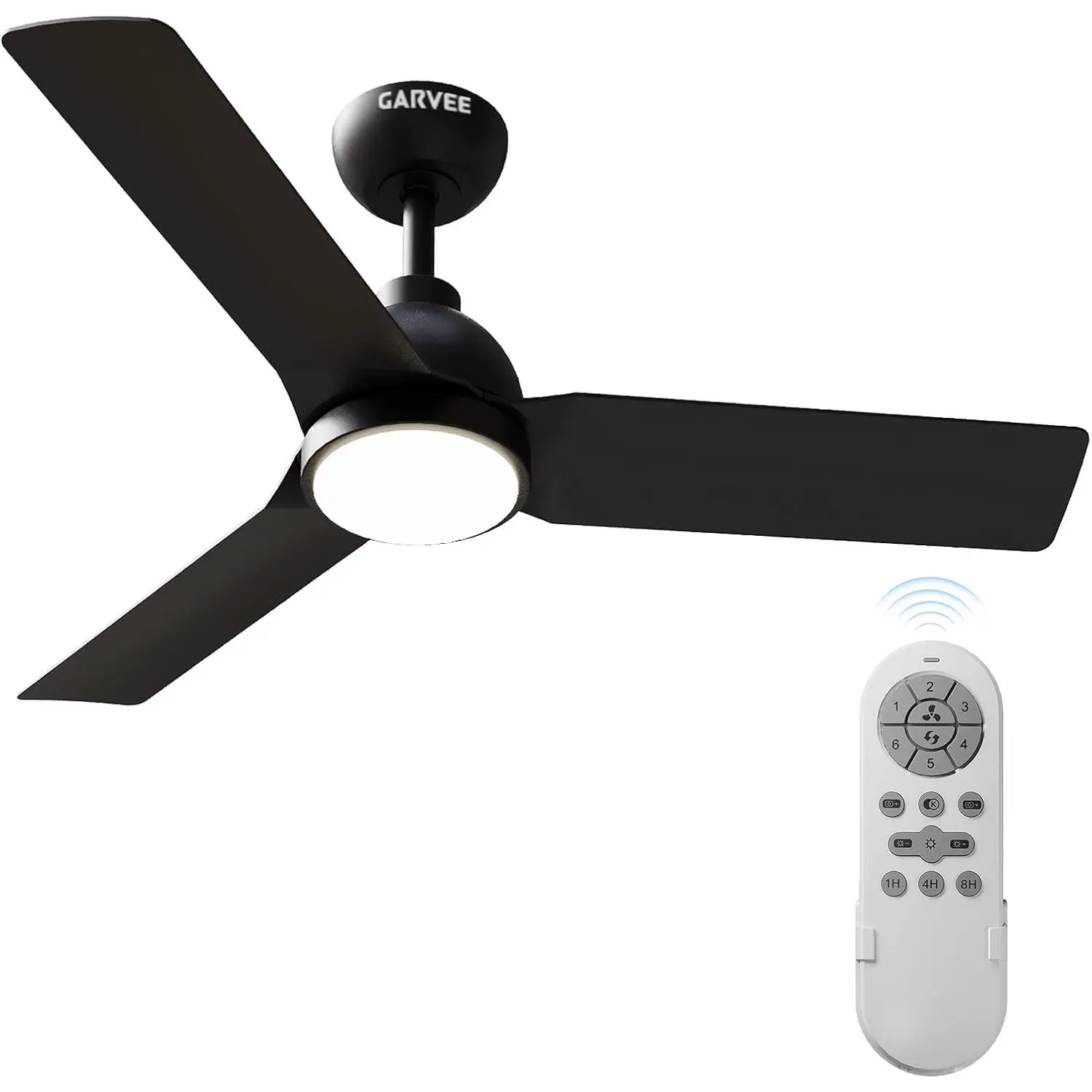 42" Ceiling Fans with Light and Remote, | Black Ceiling Fan 6 Speed Reversible DC Motor, 3CCT Dimmable LED, for Bedroom, Indoor/Outdoor Use, Includes Downrod