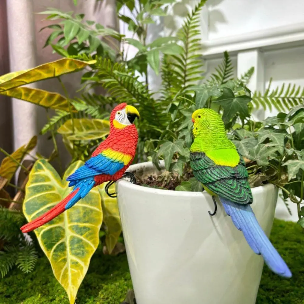 Colorful Hanging Resin Parrot Statue, Realistic Bird Figurine Ornament, Indoor Outdoor Garden Balcony Flower Pot Decor, Unique Art Gift for Bird Lovers