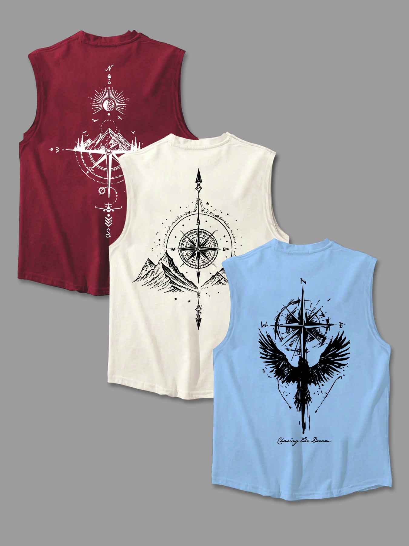 Men's Graphic Print Round Neck Vest Tank Top, Casual Sleeveless Top for Summer, Men's Clothes for Daily Wear