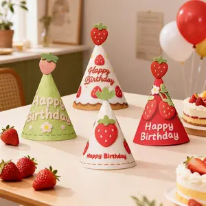 Cute Sweet Strawberry Birthday Hat, Party Hat for Adults, Boys, Girls, Celebration Photo Props, Perfect for Gatherings and Events