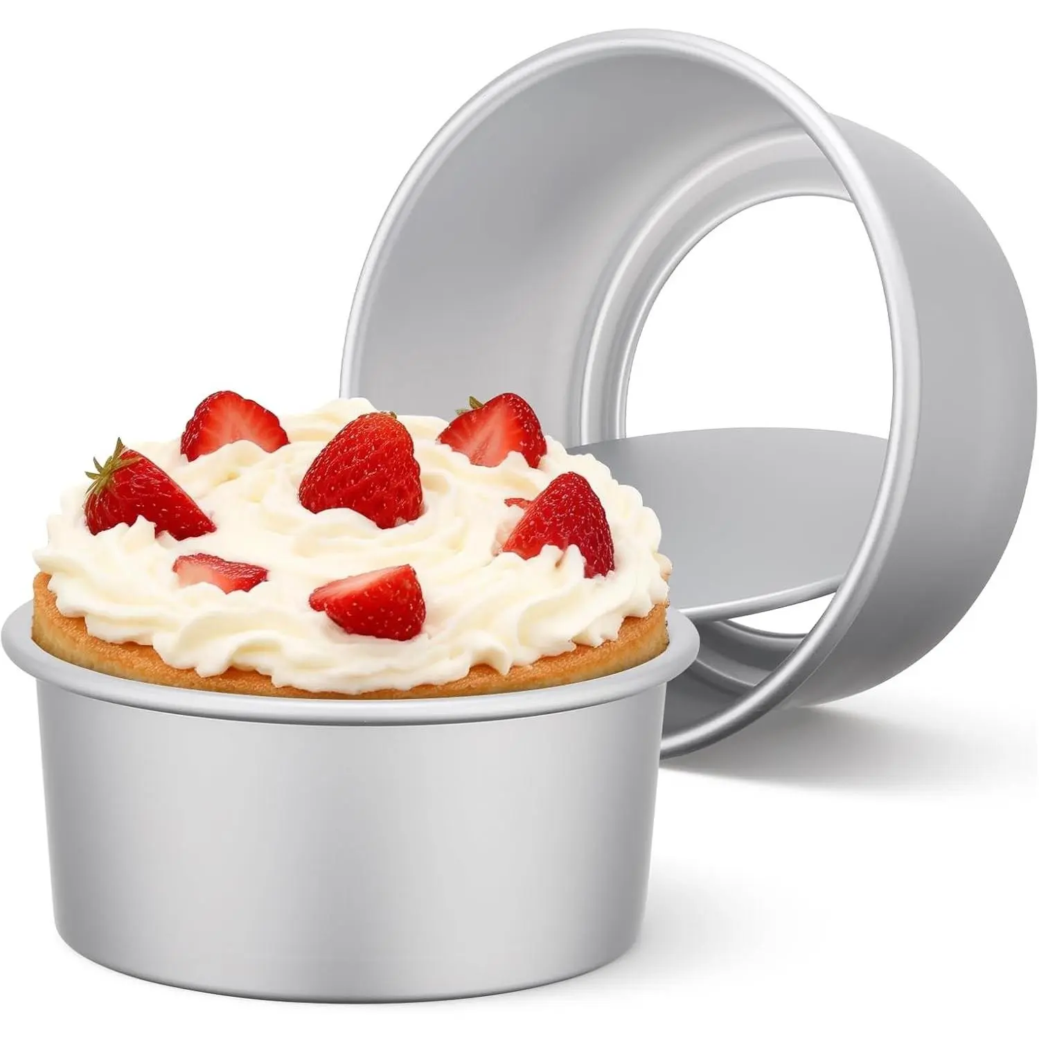 6 Inch Round Cake Pan Set of 2, Nonstick Aluminum Alloy Cheesecake Pan with Removable Bottom for Oven Baking