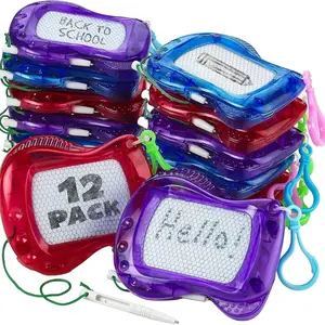 Mini Magnetic Drawing Board for Kids - (Pack of 12) Backpack Keychain Clip Drawing Boards, Erasable Doodle Sketch Writing Pad Boys & Girls, Birthday Kids Party Favorsfidget toys