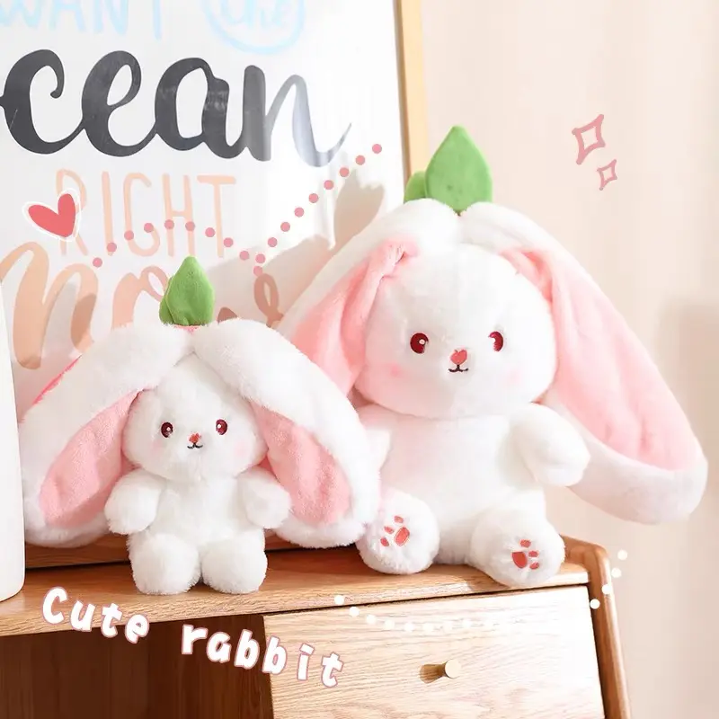Strawberry Bunny Plush Toy Soft Kawaii Perfect for Cuddling Gifting or Decorating Your Bed Shelf Ultra Soft Fabric - Stuffed Animal Cute Strawberry Bunny Plush Toy Soft Kawaii Stuffed Animal Gift for Kids Girls Hug Pillow Bed comfort  gifts squish  mail A