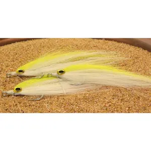 3 Pack Saltwater Fishing Flies #3/0 Hook Chatreuse & White for Tarpon, Snook & Reds