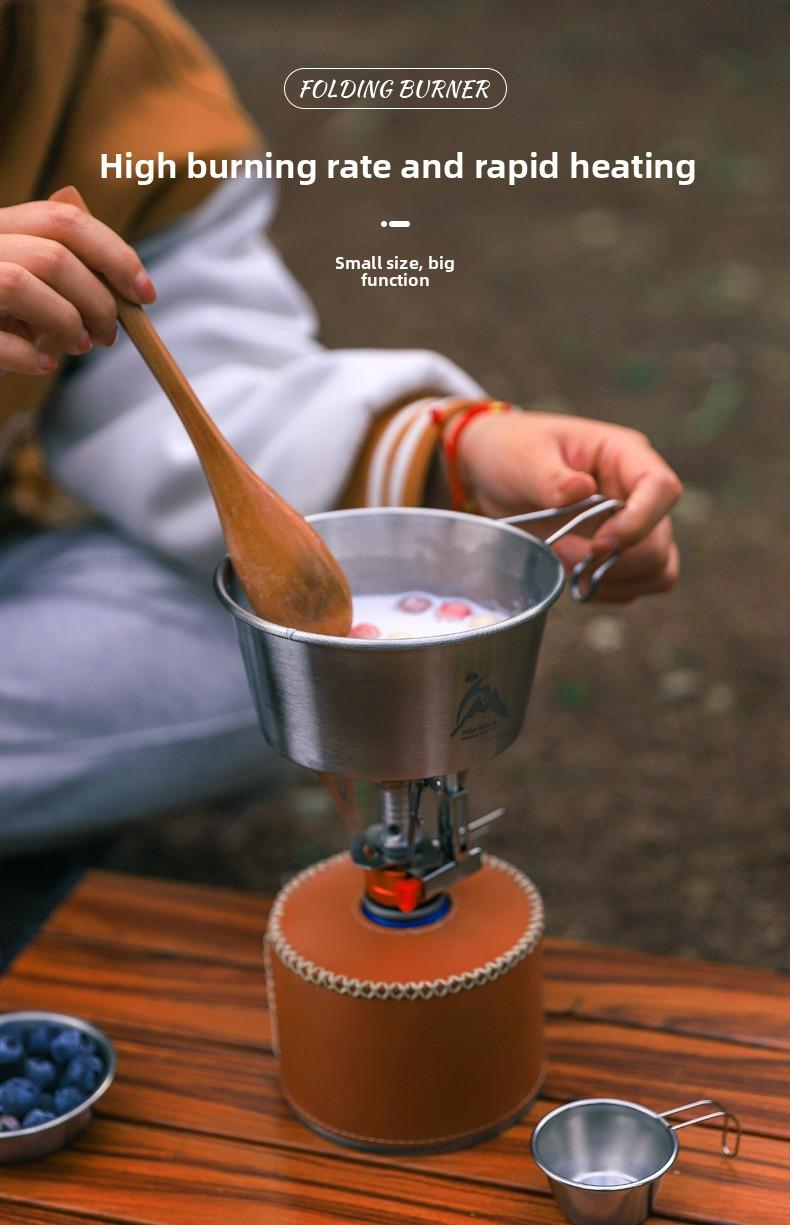 Portable Backpacking Stove Mini Camping Stove with Electronic Ignition All-in-One Outdoor Cooking Gear for Backpacking Travel Hiking Picnic Wild Camping