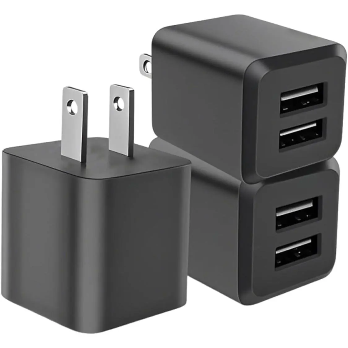 USB Wall Charger,  Port USB Cube Power Adapter Charger Plug Block  Box,  Port Wall  Adapter, Compatible for i Phone 14 13 12 11,Black