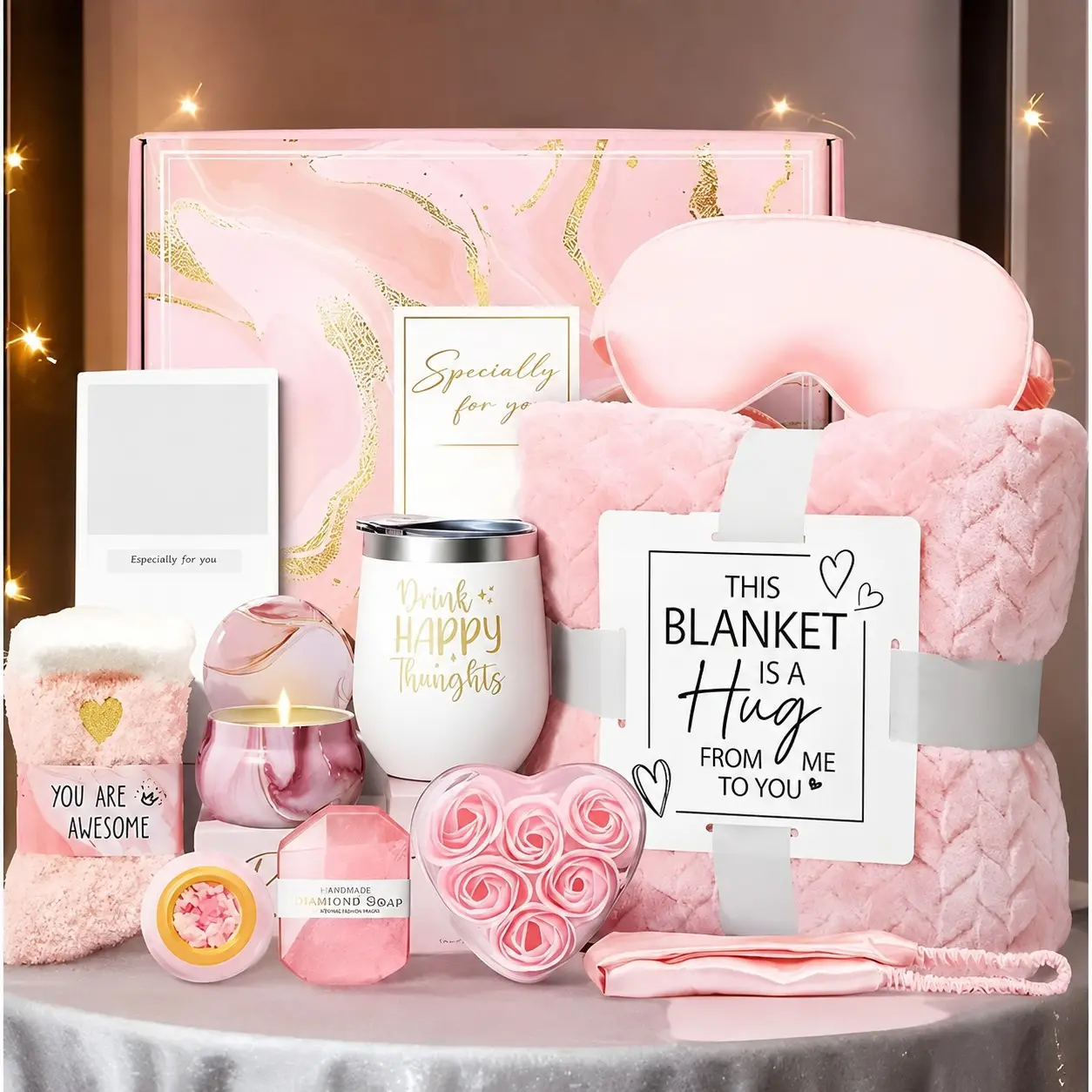Christmas Gifts for Women, Mom, Wife, Girlfriend & Sister, Spa Gift Basket Self Care Package, Cozy Blanket Gift Set, Xmas Holiday Gifts