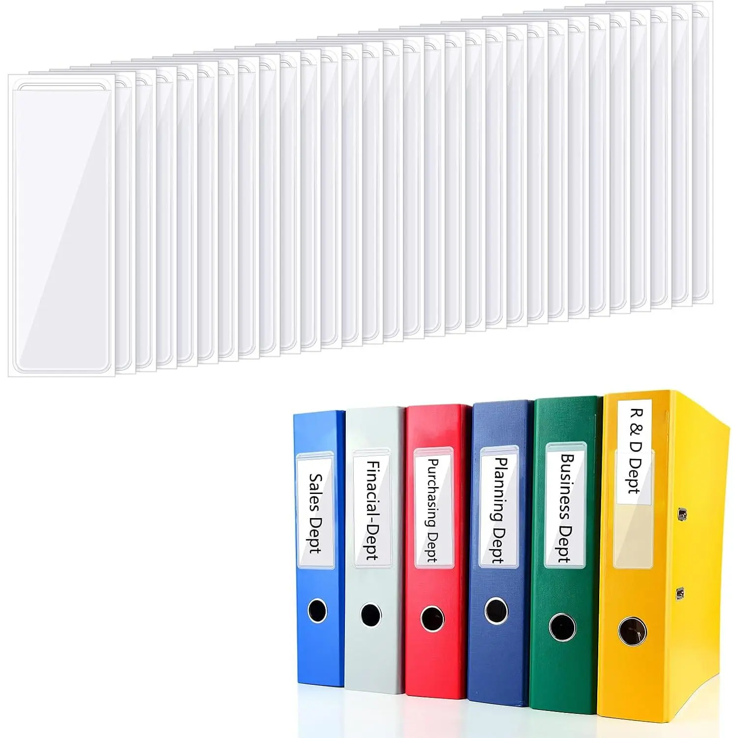 120 count Label Holders Clear Self Adhesive Pockets 1x3 Inch Binder Labels Plastic Tag Sticking Index Card Pocket for Business Classroom Supermarket Library Kitchen Bookshelf Binder Notebooks