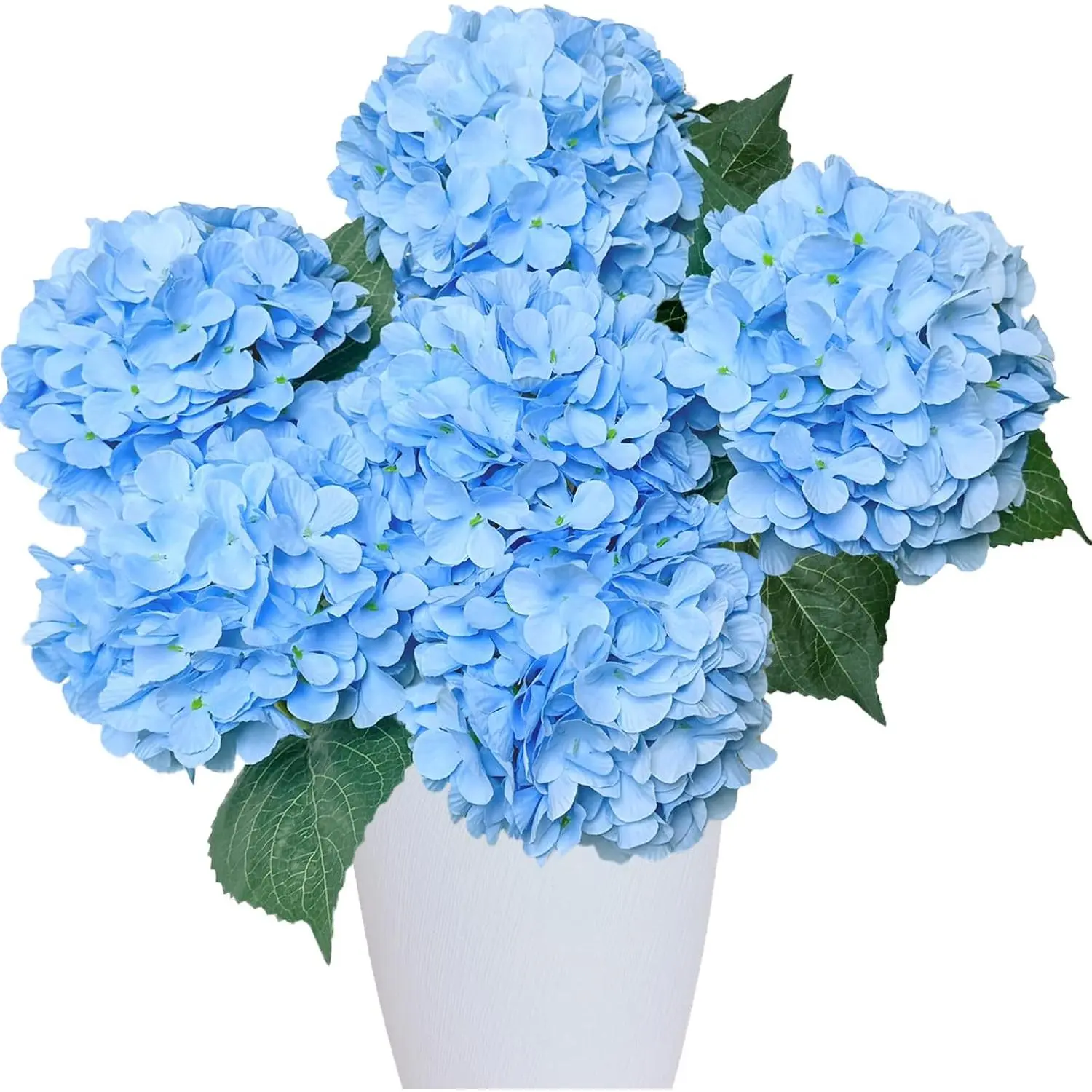 Artificial Hydrangea Bouquets, 6-Pack Blue Silk Faux Flowers with Stems for Home Wedding Party Baby Shower Table Centerpieces