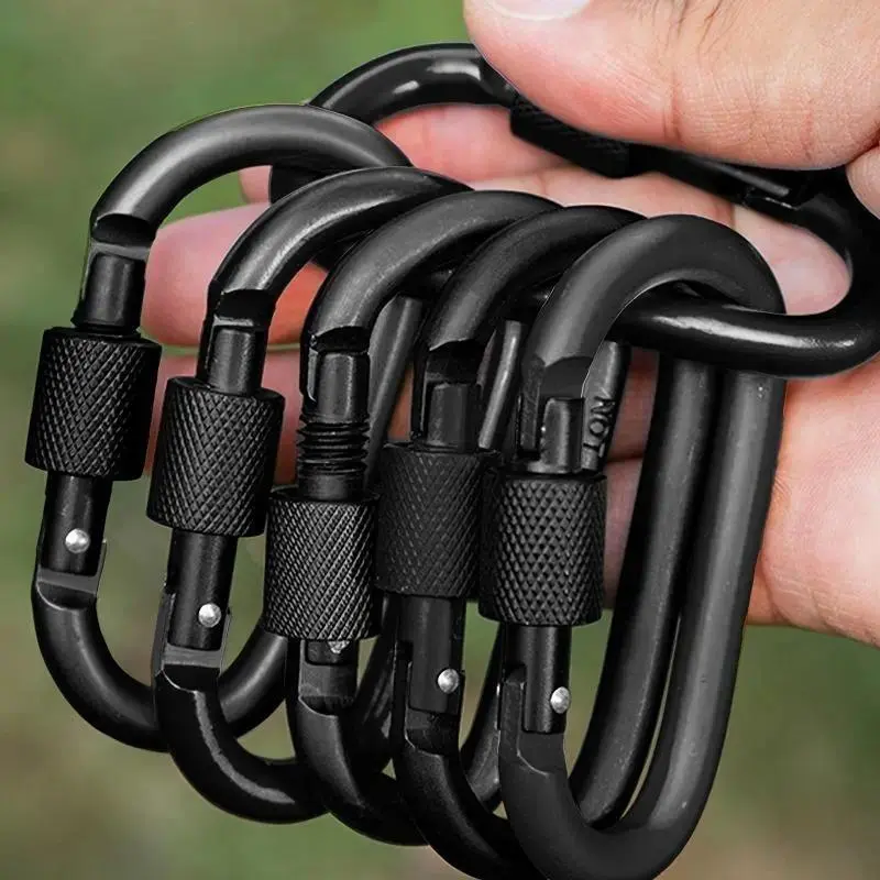 D-Shaped Carabiners, 6/8/12 Pack Aluminum Alloy Spring Hooks for Outdoor Camping, Hiking, Fishing & Keychain Use, Carabiner, Outdoor Gadgets, Multiple Packs, Keychain Hooks, Carabiner Buckle
