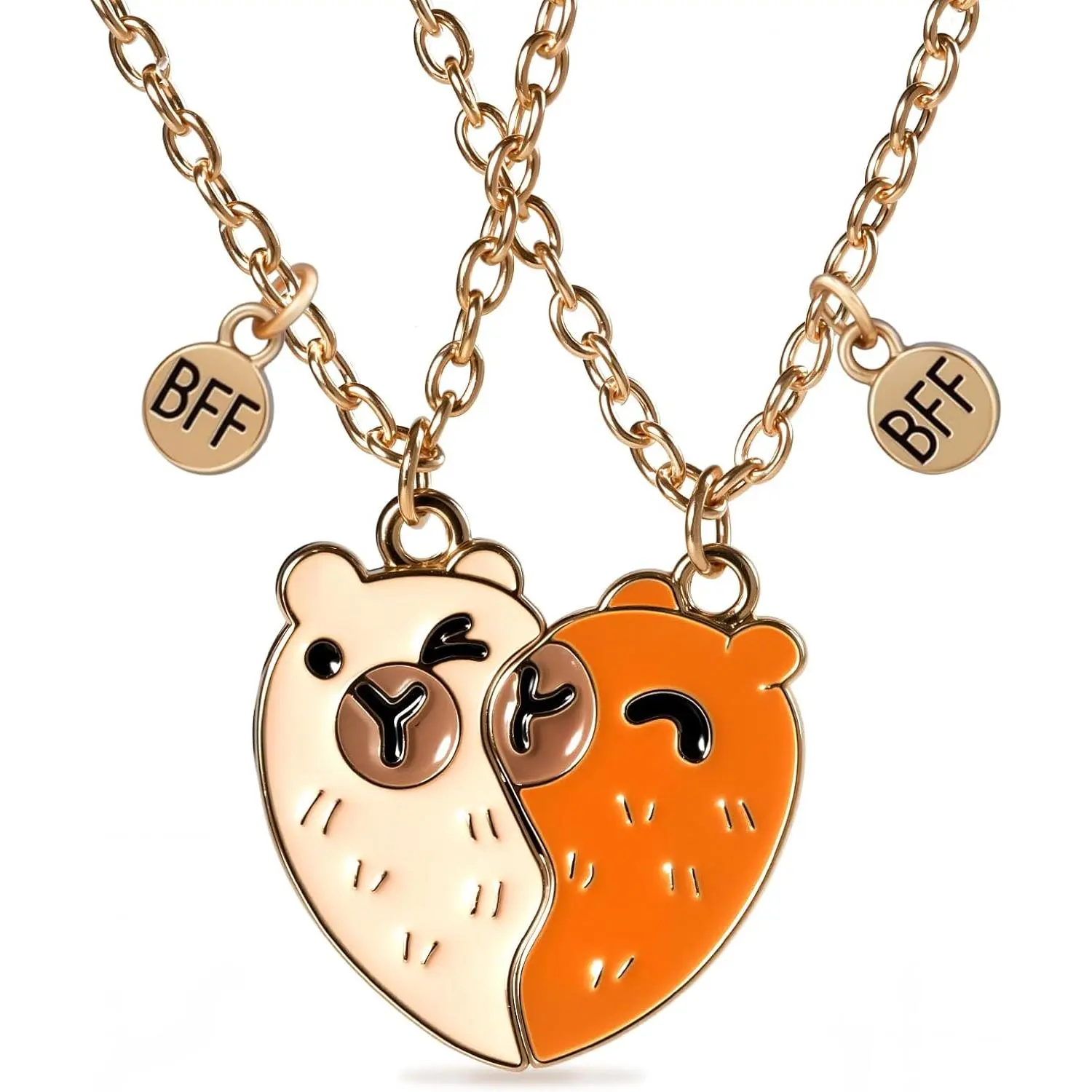 Capybara BFF Necklace Set for 2,    with Storage Box | Cute Capybara Design, Matching Friendship  for Christmas, Birthdays and Special Occasions