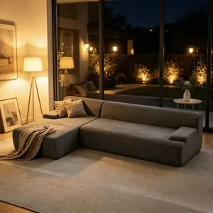 Bestselling Home Furniture Supplies  108" Cloud Sectional Couch with Chaise - Super Fluffy Boneless Sofa, Ultra Soft Corduroy L Shaped Couch Bed, Creates Cozy Atmosphere.Perfect Comfy Couches for Living Room, No Assembly Required,Grey