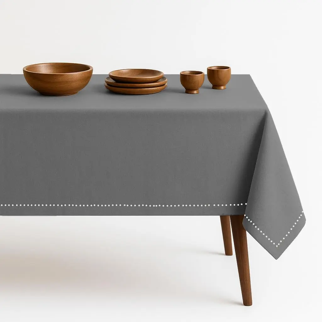 Premium Cotton Ash Grey Tablecloth - 52x70 Inch Rectangle Table Cover, Fits 4-6 Seats, Soft, Durable, Machine Wash, Wrinkle-Free, for Home Dining, Modern Decor
