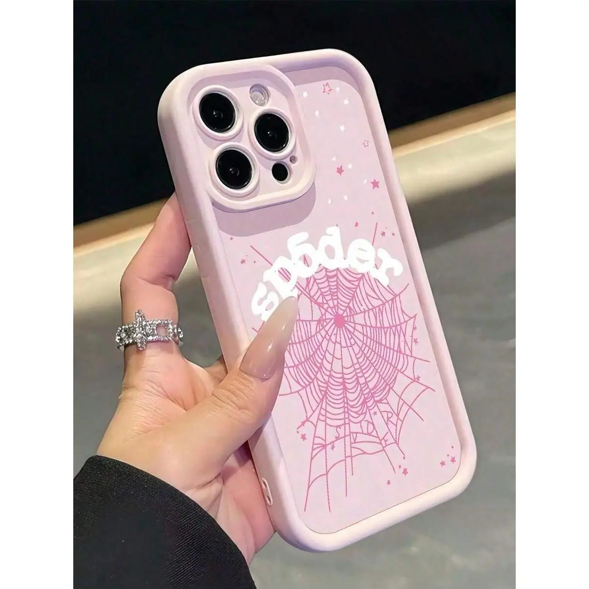 Creative Letter Cobweb Waterproof Shockproof Anti-Scratch Protective Phone Case, Christmas Holiday Gift Compatible with iPhone 11-17 Series & Samsung S21-S26