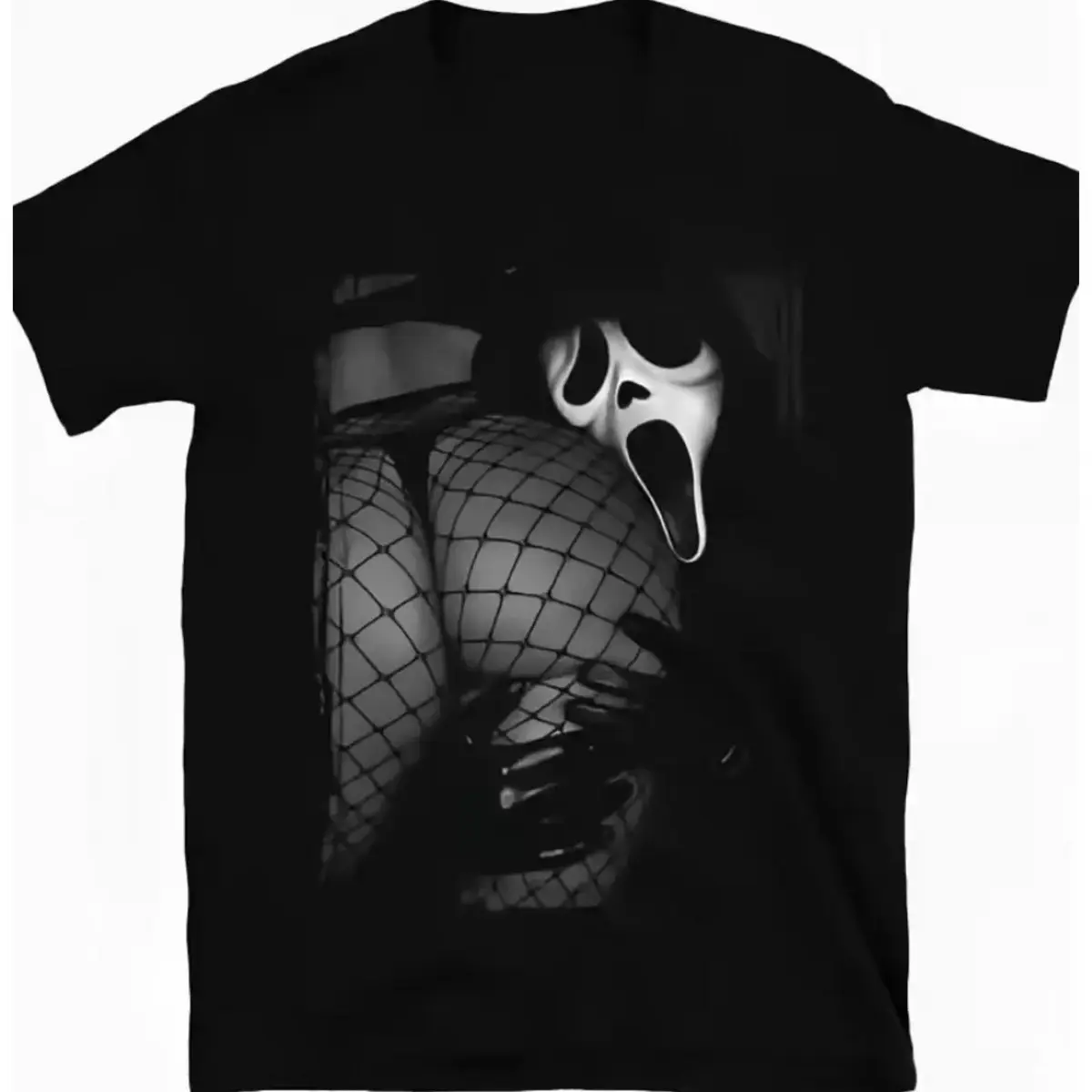 Men's Vintage Cotton Ghost Face Scream Graphic Tee - Breathable Short-Sleeve Round Neck Horror Streetwear, Halloween Gift for Horror Fans, Casual Menswear