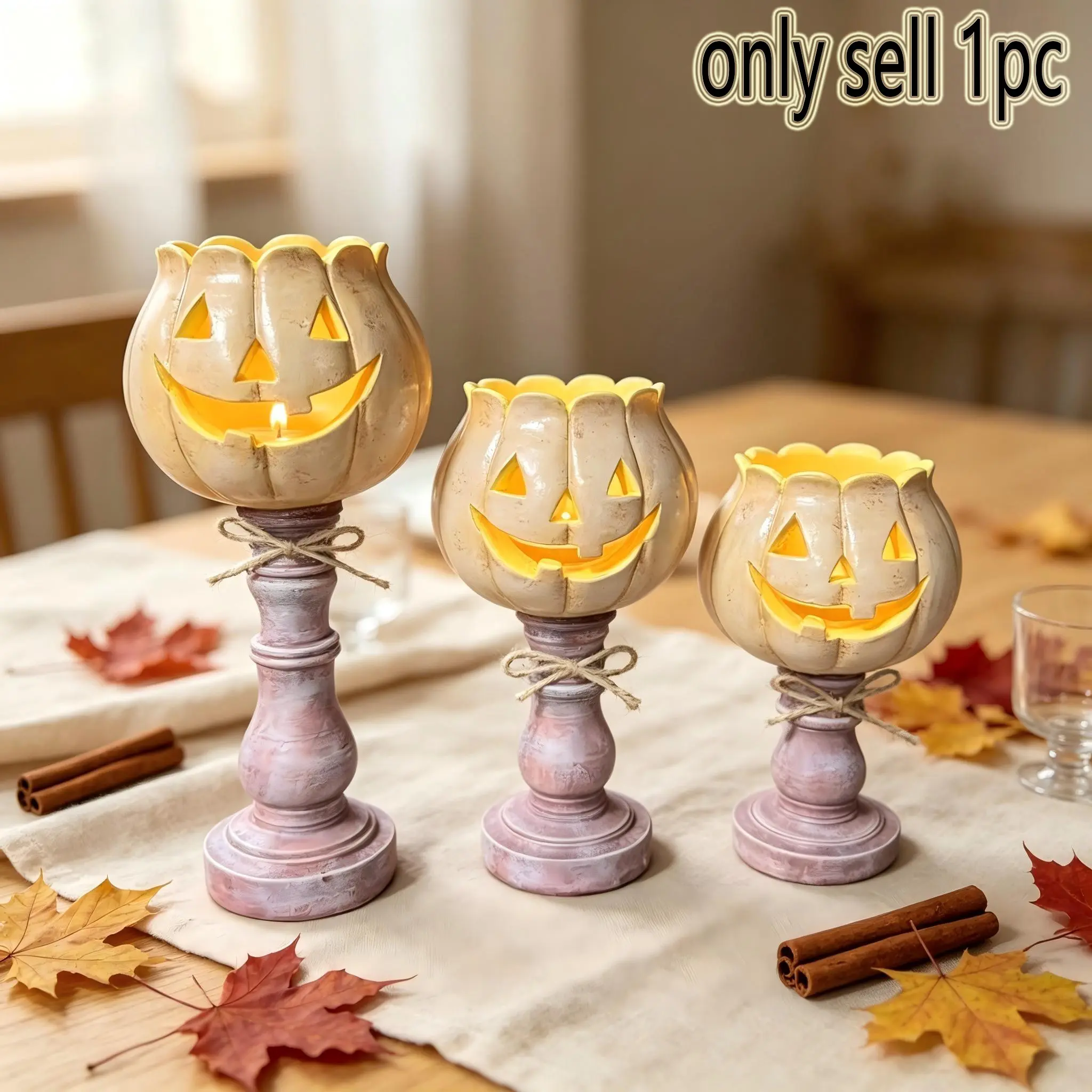 Creative Pumpkin Candle Holder Resin Craft Decor, Halloween Home Decoration, 1pc Candlestick Without Wax, Unique Art Piece