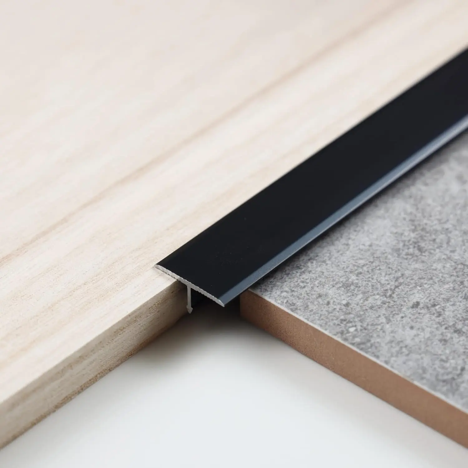3Pcs Aluminum T Molding Trim & Floor Transition Strips, Flat Divider Strip for Door Threshold and Joining Flooring Gaps of Laminate Planks Tile (2.9Ft x 0.8In, Matte Black)