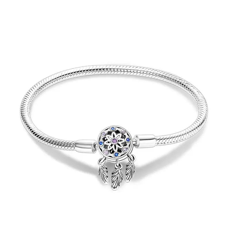 925 Silver-plated Dream Catcher Beads Bracelet, Elegant DIY Bracelet, Perfect Gift for Women