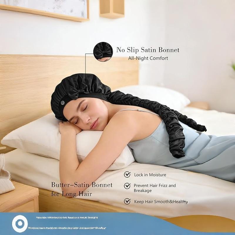 Satin Heatless Curling Sleep Cap, Non-Slip Long Hair Bonnet for Braids, Curly Hair, No Heat Overnight Curls, Hair Protection Sleep Bonnet for Women, Fits Long Hair, Braids, Locs & All Hairstyles Satin Heatless Curling Sleep Cap, Non-Slip Long Hair Bonnet for Braids, Curly Hair, No Heat Overnight Curls, Hair Protection Sleep Bonnet for Women, Fits Long Hair, Braids, Locs & All Hairstyles