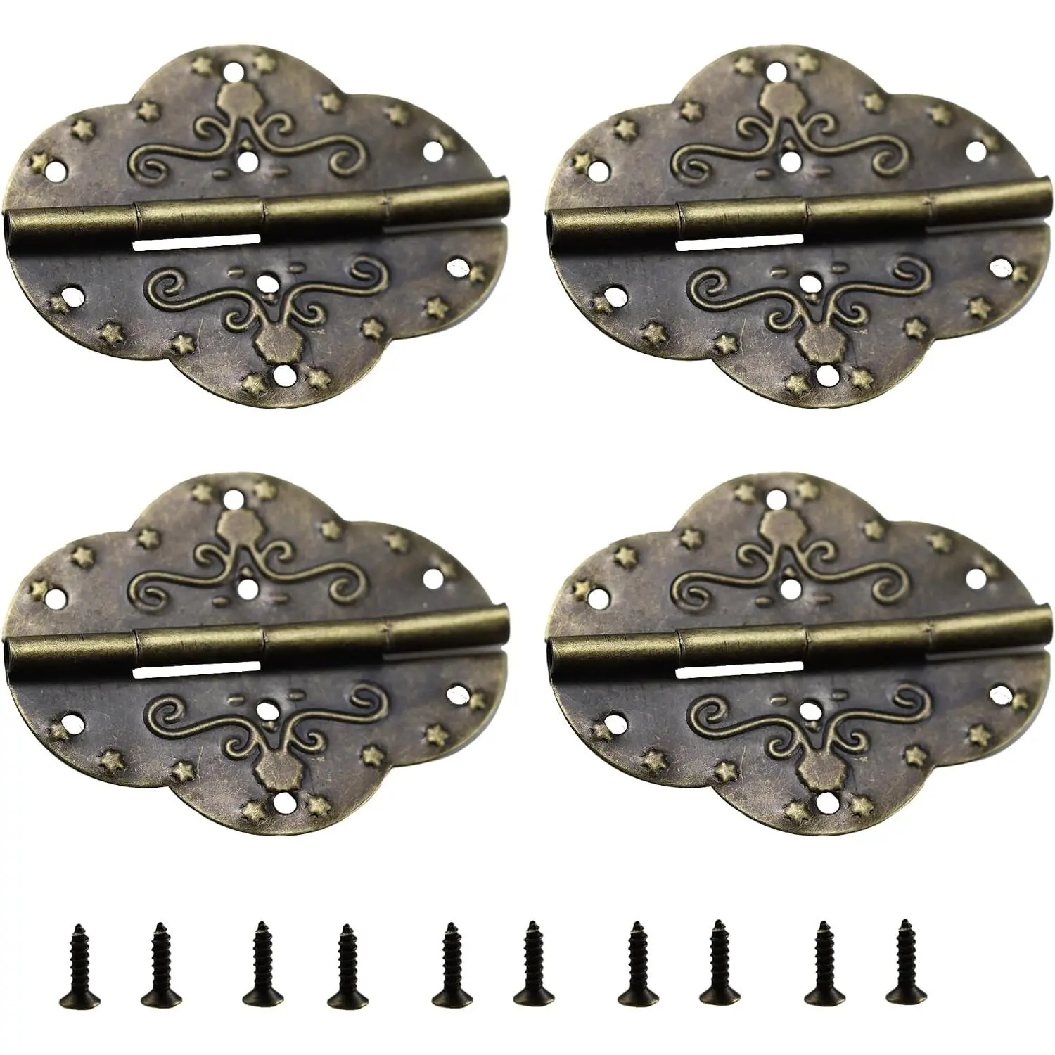 4 count 2.75" x 2.12" Antique Brass Decorative Cabinet Hinges,  Chest Hinge Butterfly Hinges for  Boxes  Boxes Wooden Doors