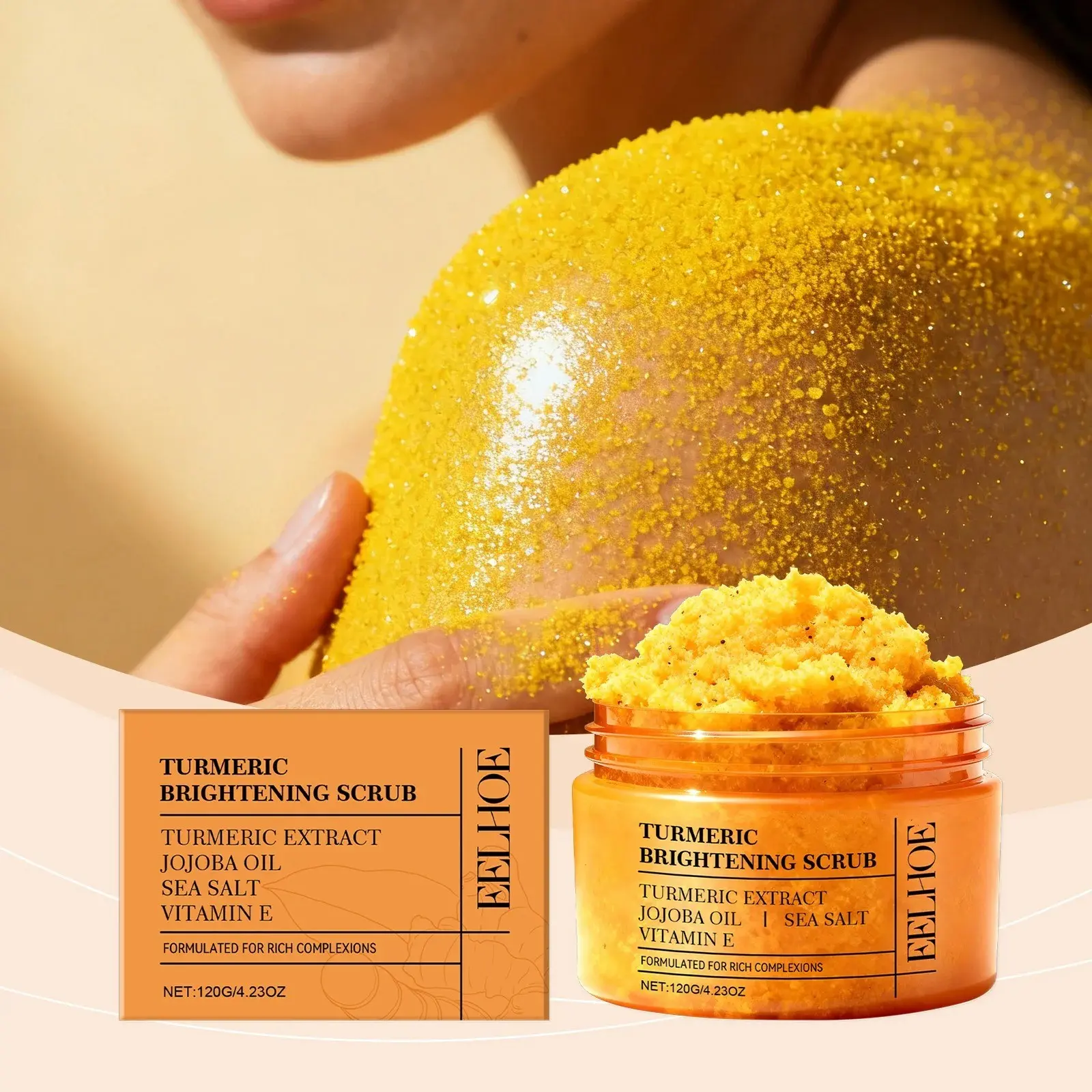 Turmeric Body Scrub, Gentle Cleansing for Hydrated Skin, Soft Smooth Refreshed Feel, Natural Skincare Solution, Daily Use Moisturizing Exfoliator