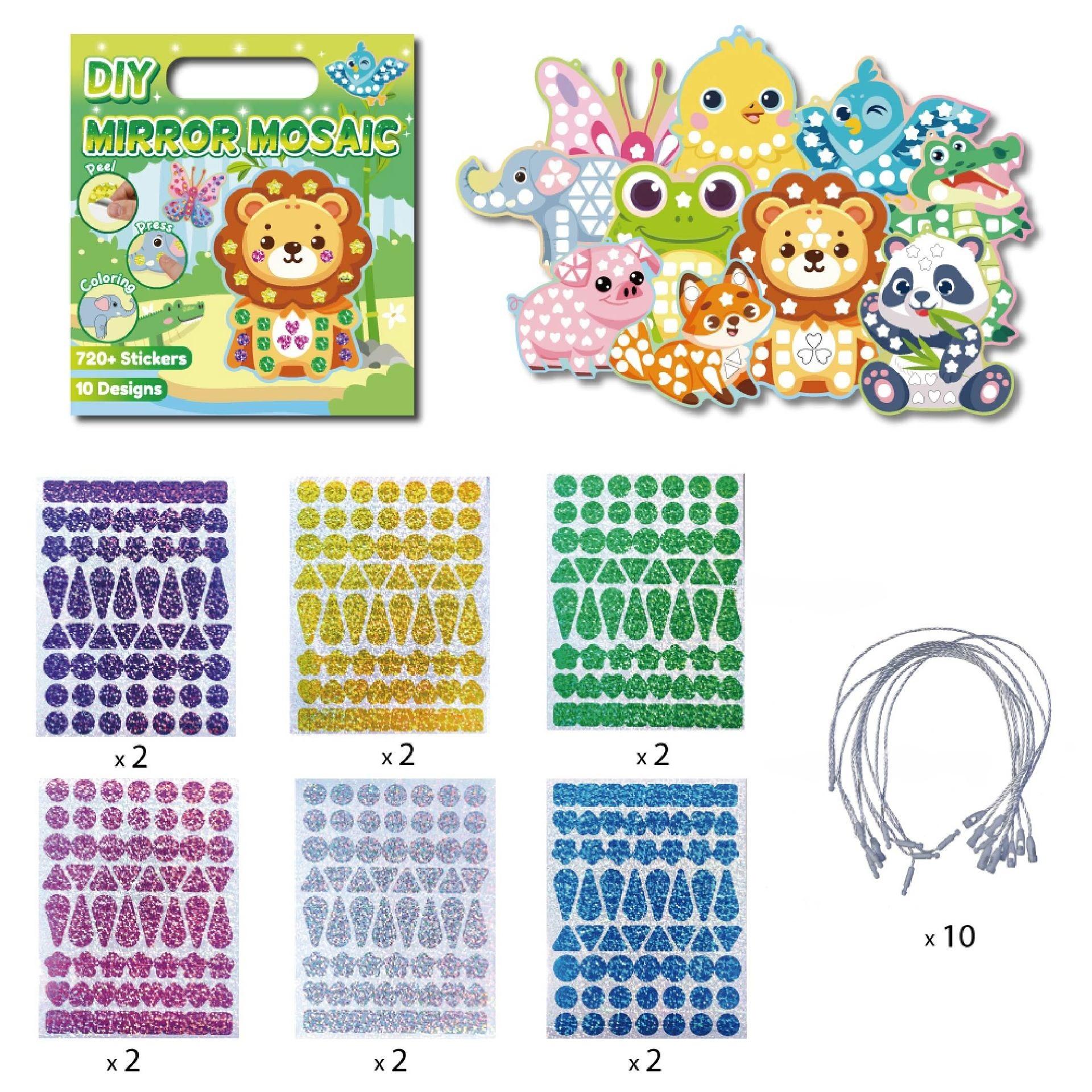 Kids Craft Mosaic Sticker Set for DIY Art and Early Education Gift with Shiny Mirror Finish