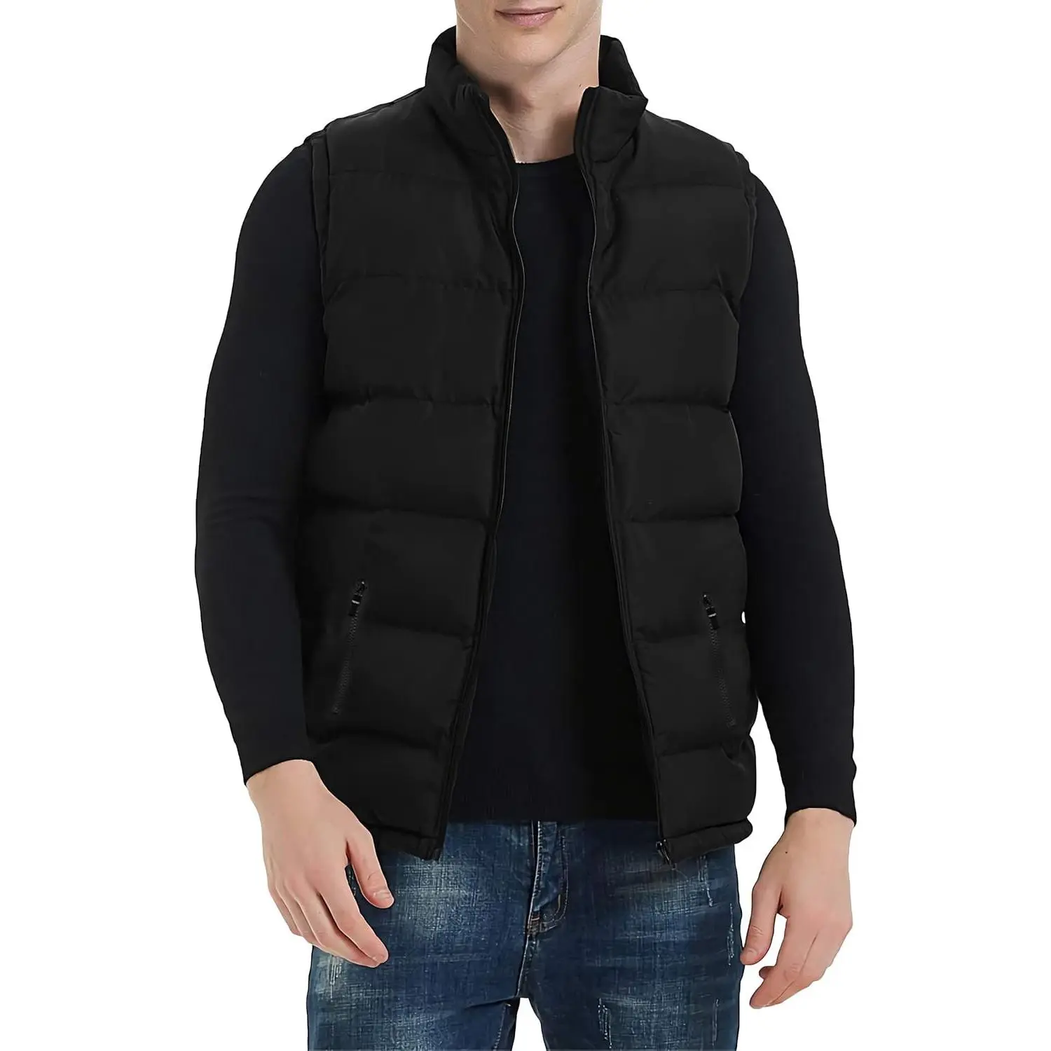 Men's Water-Resistant Puffer Vest - Menswear Clothes, Sleeveless Warm Winter Outdoor Zipper Jacket, Sizes M-5XL (Multicolor)