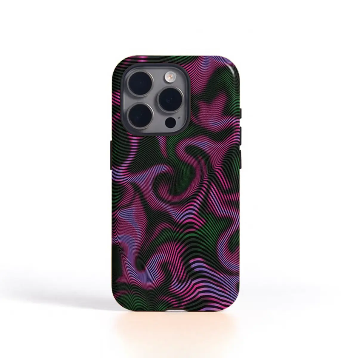 Psychedelic Line Art Smartphone Case - Magnetic Attachment, Ultra-Dual-Layer Protective Cover, Decorative Smartphone Protector for iPhone 12/13/14/15/16/17 Pro Max & 17 Air Handheld Devices, Mobile Phone Accessory, Shockproof