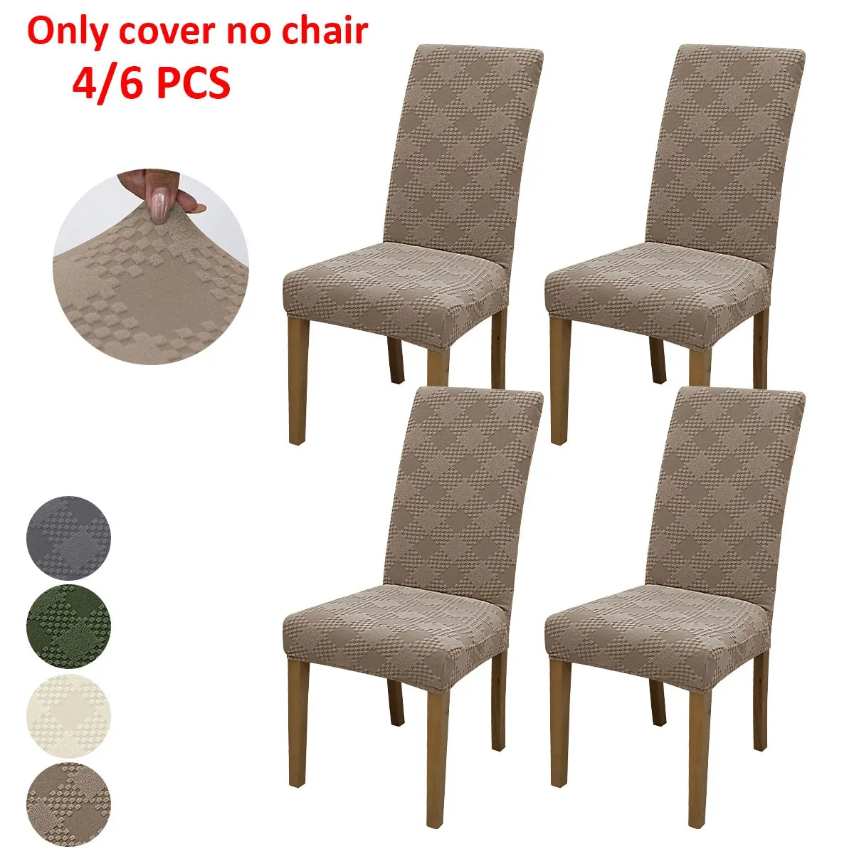 4pcs/6pcs Plaid Jacquard Durable Polyester Chair Covers, Elastic Detachable Washable, Modern Home Decor for House Hotel Party