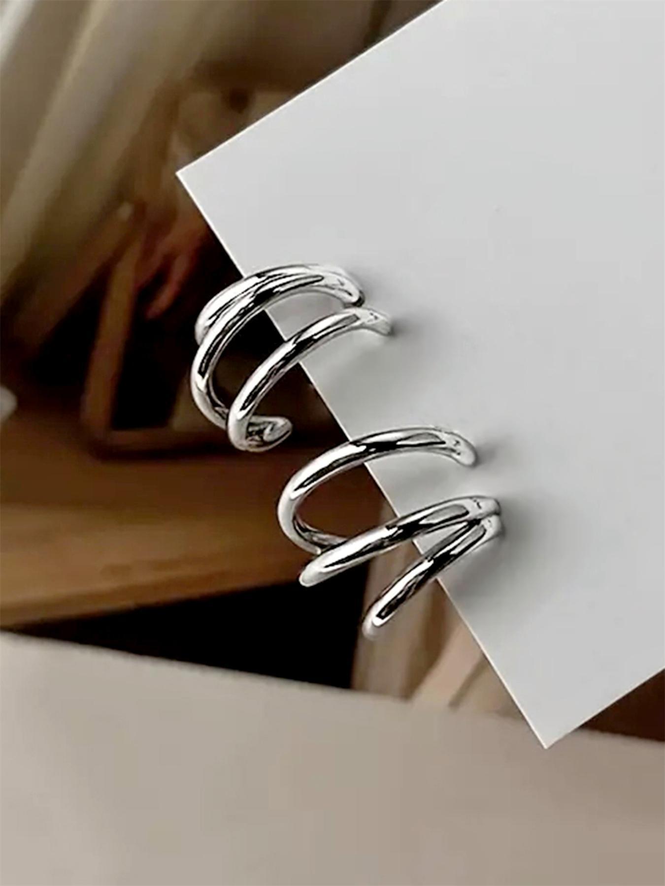 S925 Sterling Silver Minimalist Three Claw Pretty Studs Earrings, High Quality Fashionable Earrings for Women & Girls, Trendy All-match & Exquisite Jewelry for Birthday Gift, Elegant Minimalist Earrings
