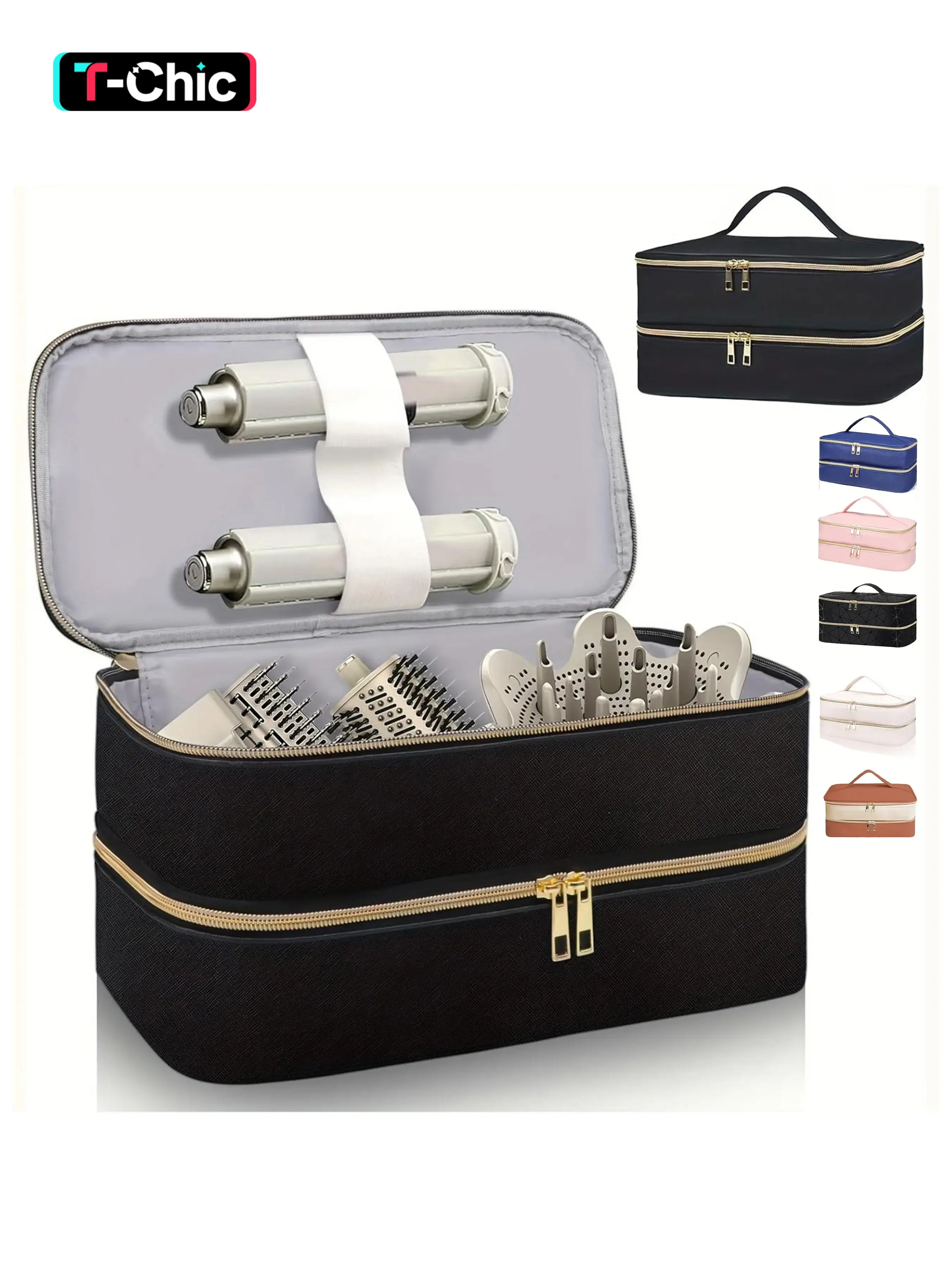 Hair Dryer Storage Bag, Portable Hair Styling Tool Organizer, Double-Layer Zipper Makeup Bag, Carrying Case for Hair Dryer and Brush, Hair Accessories Tools Storage Bag, Travel Cosmetic Bag, Pouch Bags, Travel Essentials