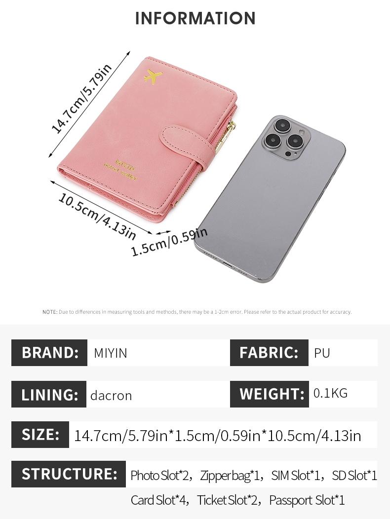 Creative Airplane Pattern Travel Passport Holder with Zipper bag RFID Blocking Passport Protective Bag Document Cover Minimalist Solid Color Business Trip Essential Passport  Wallet Lightweight Portable Travel Wallet Multi-Functional Card Holder Passport