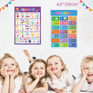 2pc Alphabet Number Recognition Posters, Bilingual Learning Essential, Fun Design for Easy Mastery, Perfect Gift for Early Education