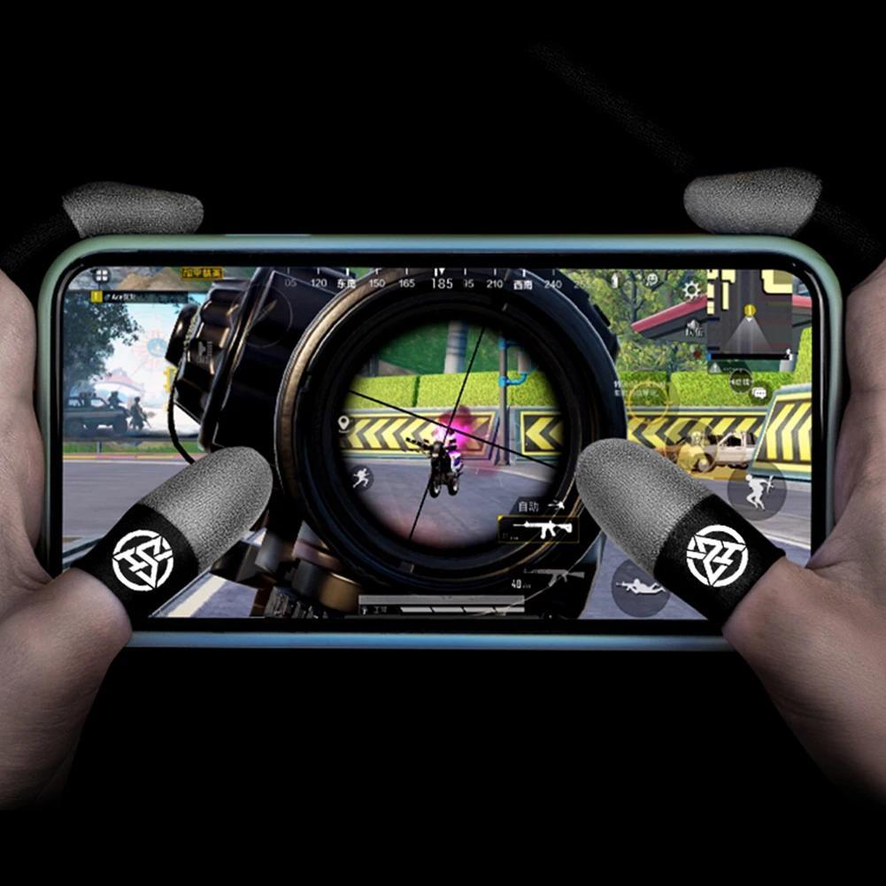 2 Pair Luminous Fingertips Sweat-Proof Game Finger Sleeve Finger Cots Cover Sensitive Mobile Touch Glove for PUBG Phone Games