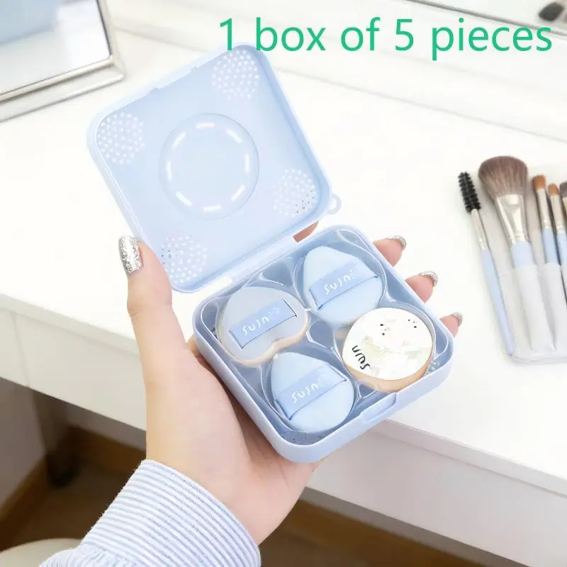 5 PC Mini Beauty Makeup Sponge Set, Sponge Kit, Reusable Finger-Sized Teardrop and Heart Shaped Sponges, Dry Wet Use, Ideal for Women and Girls