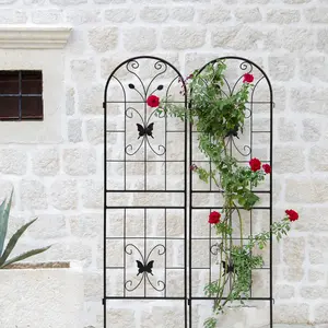 2 Pack Galvanized Metal Garden Trellises (19.7x86.7 in) - Powder Coated Rustproof Climbing Plant Support, Easy to Assemble, Good Design, Pre-Cut & Pre-Drilled Holes for Rose, Vine, Cucumber