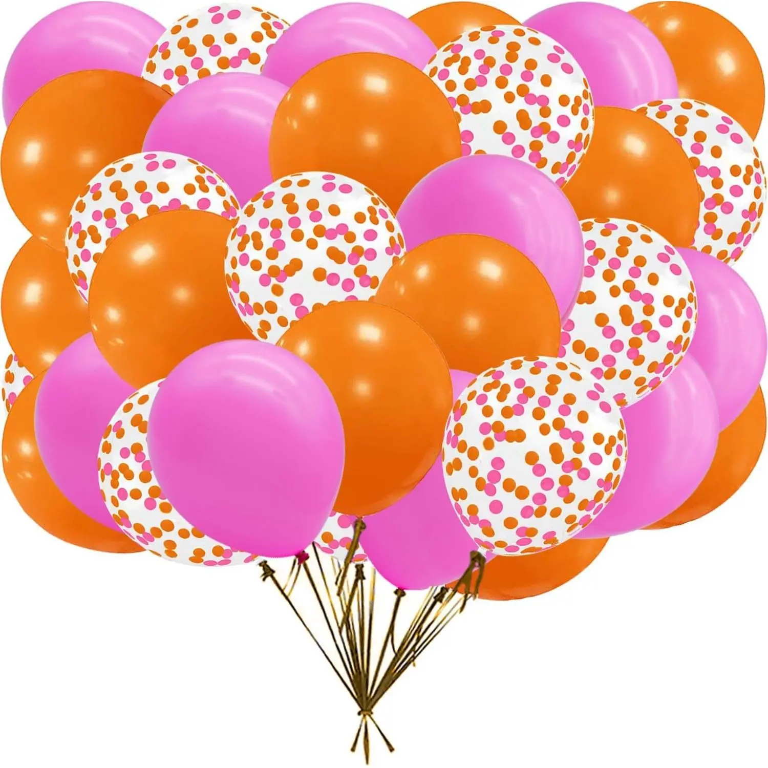 50 count 12inch Orange and  Balloons with Confetti Balloons for Birthday,  Shower,Family Party,Graduation Engagement Decoration