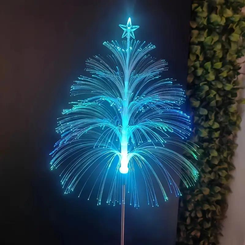 Solar Jellyfish Lights Christmas Tree with Stars Color Changing LED Outdoor Waterproof Decorations for Yard Garden Pathway Holiday Decoration Outdoor Pathway Lighting