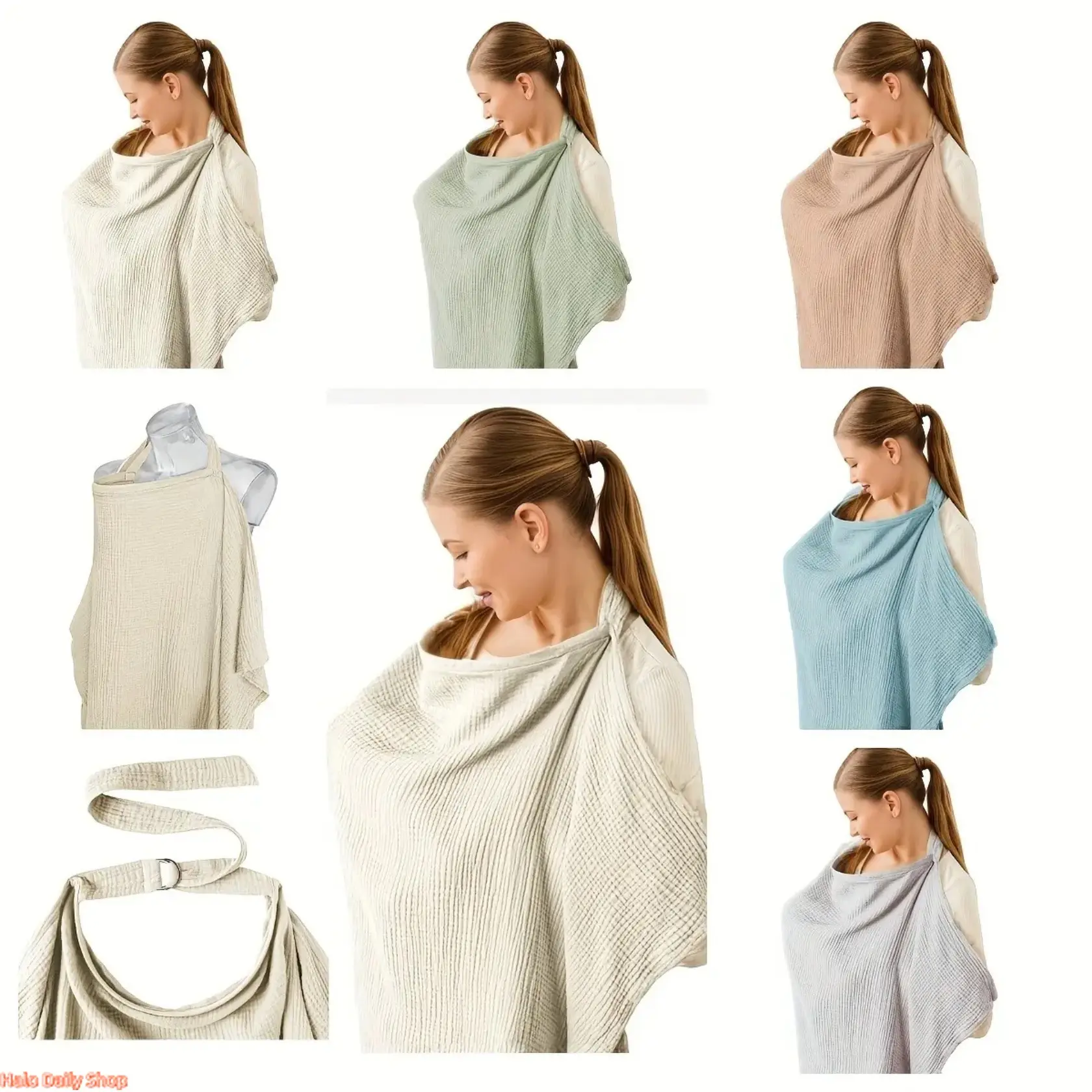 Plain Breathable Shawl-Shape Nursing Cover - Lightweight Privacy Wrap, Safe Materials, Quick Drape & Go Design for Adults, Polyester Clothes