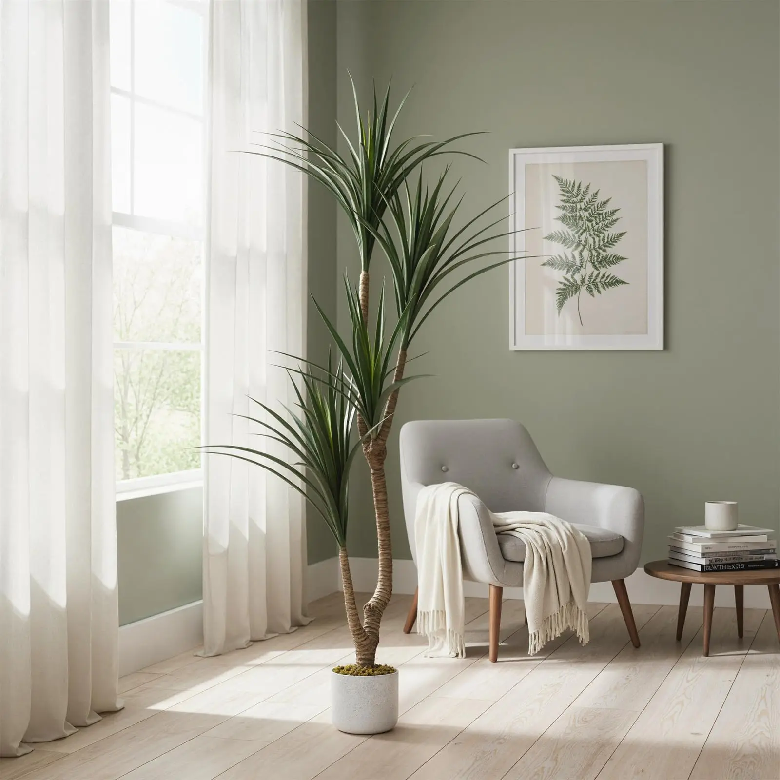 Tall Artificial Dracaena Marginata Plant in Pot – 100/165CM Realistic Faux Evergreen Greenery – Indoor & Outdoor Decorative Floor Plant for Home, Office, Living Room – Ideal Housewarming Gift