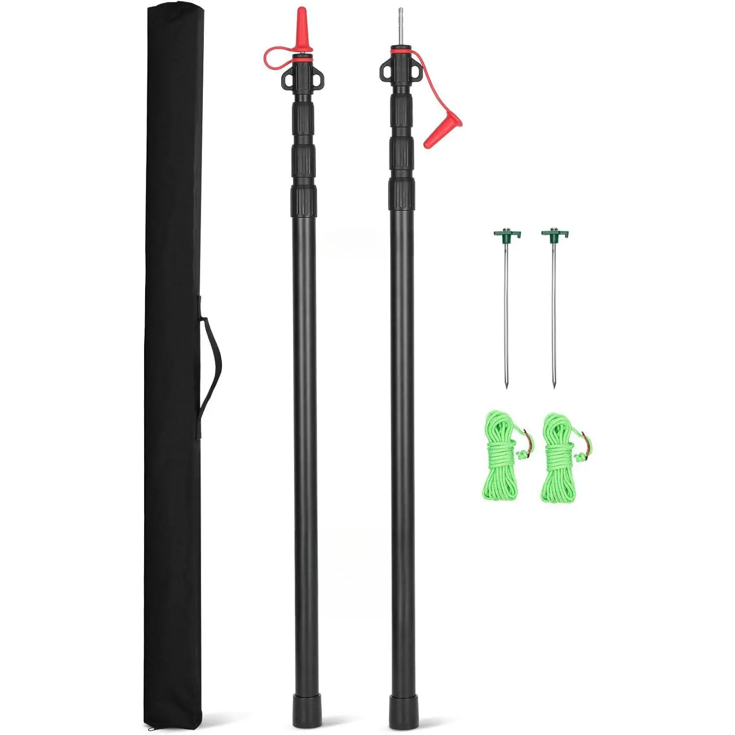Tarp Poles Telescoping, Upgraded  Adjustable Tent Poles, Heavy Duty Aluminum  Length Shade Sail Poles, Canopy Awning Support Poles Set Sun Shade Cloth Poles