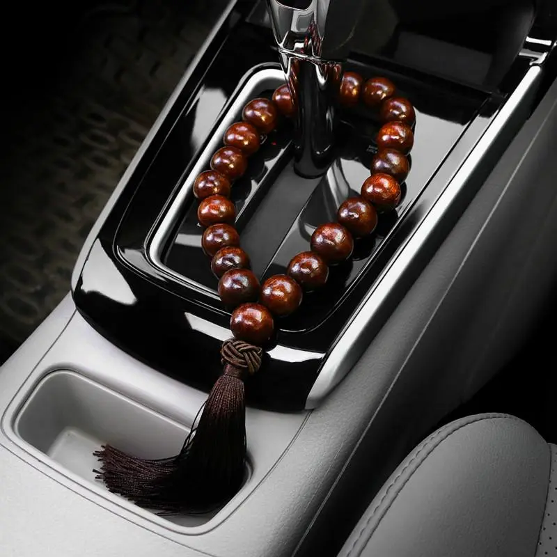 Wooden Buddha Beads Automotive Interior Decoration - Rearview Mirror Pendant, Car Stall Trim, Beautiful Appearance, Fine Work, Great Gift for Car Enthusiasts, Friends, Natural Look, Relatives, Yourself