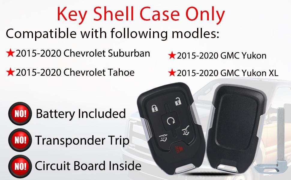 Key Fob Shell Case Replacement Compatible with GMC Yukon XL Chevy Suburban Tahoe 2015 2016 2017 2018 2019 2020 Keyless Entry Remote Control HYQ1AA 6 Buttons 1PCS Pad Cover Key Fob Shell Case Replacement Compatible with GMC Yukon XL Chevy Suburban Tahoe 2015 2016 2017 2018 2019 2020 Keyless Entry Remote Control HYQ1AA 6 Buttons 1PCS Pad Cover