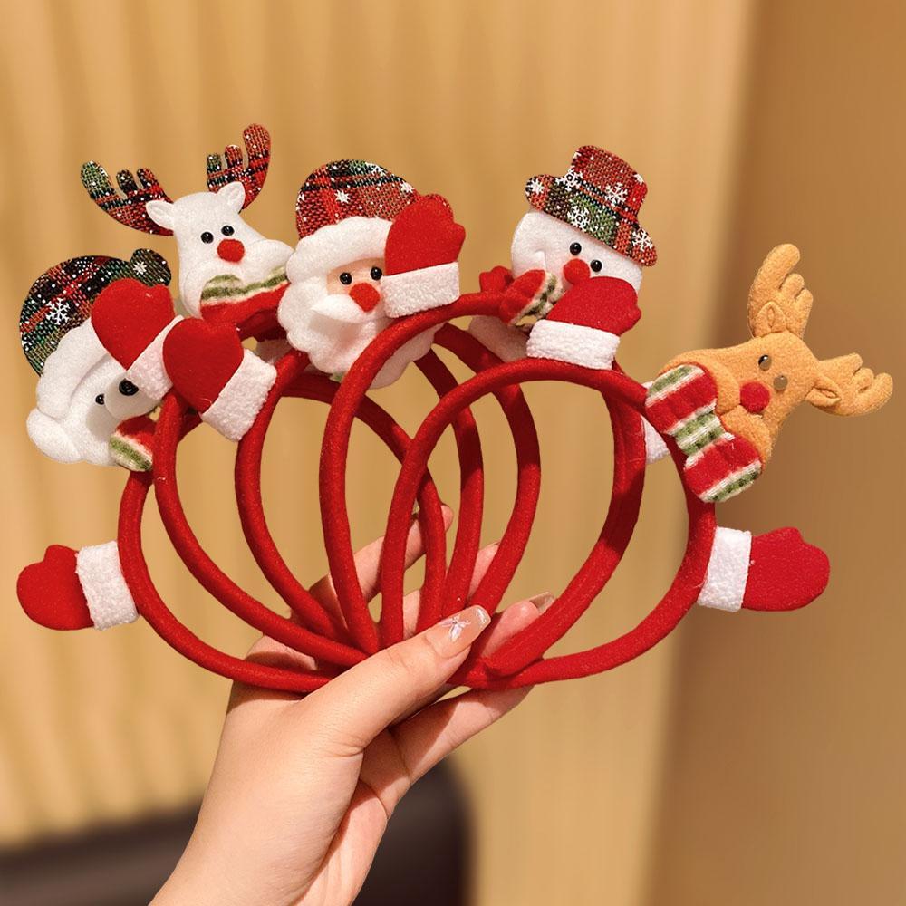 5-Pack Girls Christmas Hairbands Reindeer Snowman Santa Claus Patterns Fashionable New Year Party Headbands Hair Accessories