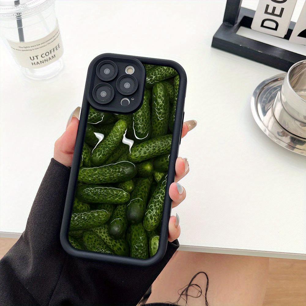 Fresh and Unique Cucumber-themed Creative Pattern, New "Heaven's Eye" Ladder-style Phone Case, Fun and Distinctive, Simple, Stylish, and Trendy, a Holiday Gift for Couples, Suitable for iPhone 17 E Air Pro ProMax iPhone16 15 14 Plus 13 12 Mini 11 X XS XR