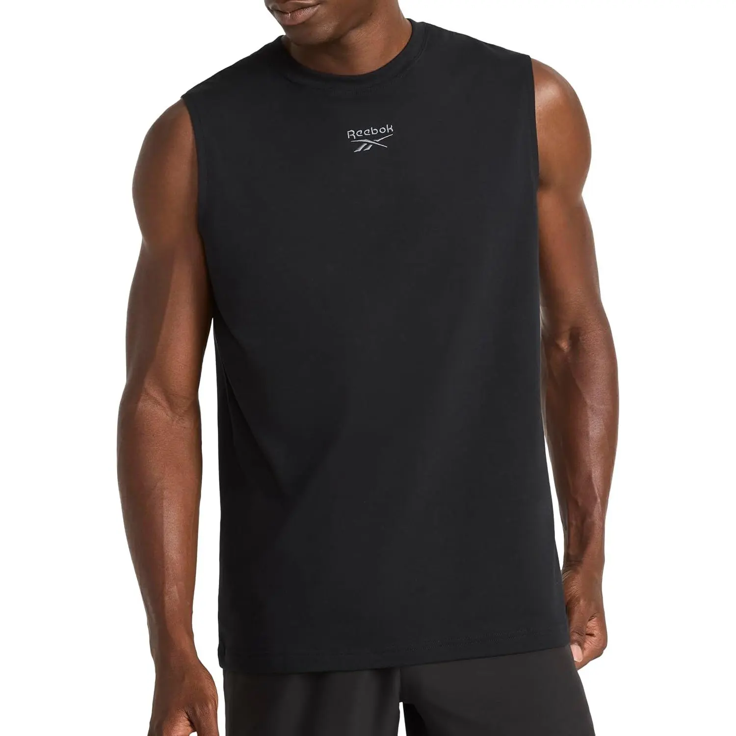 Reebok Men's Legacy Sleeveless Crewneck Tank Top, Standard Fit, Lightweight Cotton-Poly Jersey Fabric