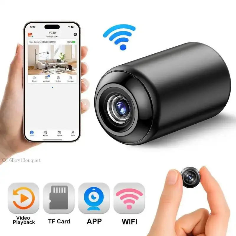 Indoor Security Camera Wireless Camera Hidden Spy Camera for Home Use, Mini Security Wireless WiFi Camera, Night Vision Nanny Cam for Baby, Pets, Compatible with Smartphone, TabletsCC44RideCove AutoXX16BowlBouquet